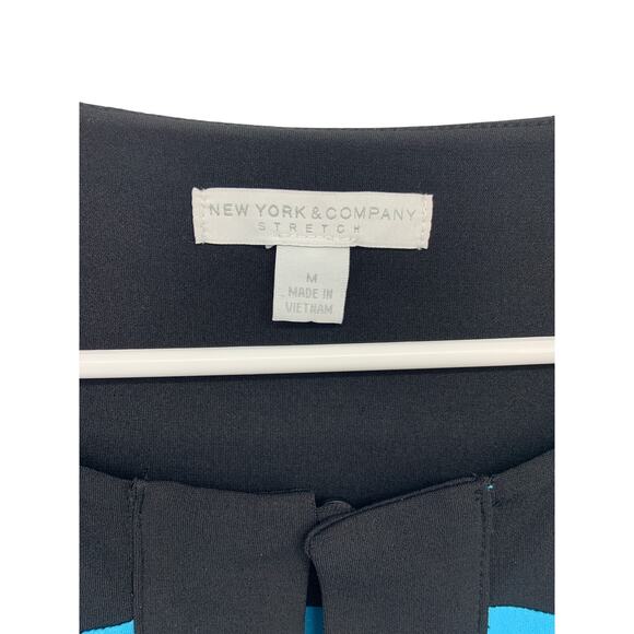 New York & Company Stretch Black Blue Sleeveless Maxi Dress with Belt Size M - Picture 3 of 7